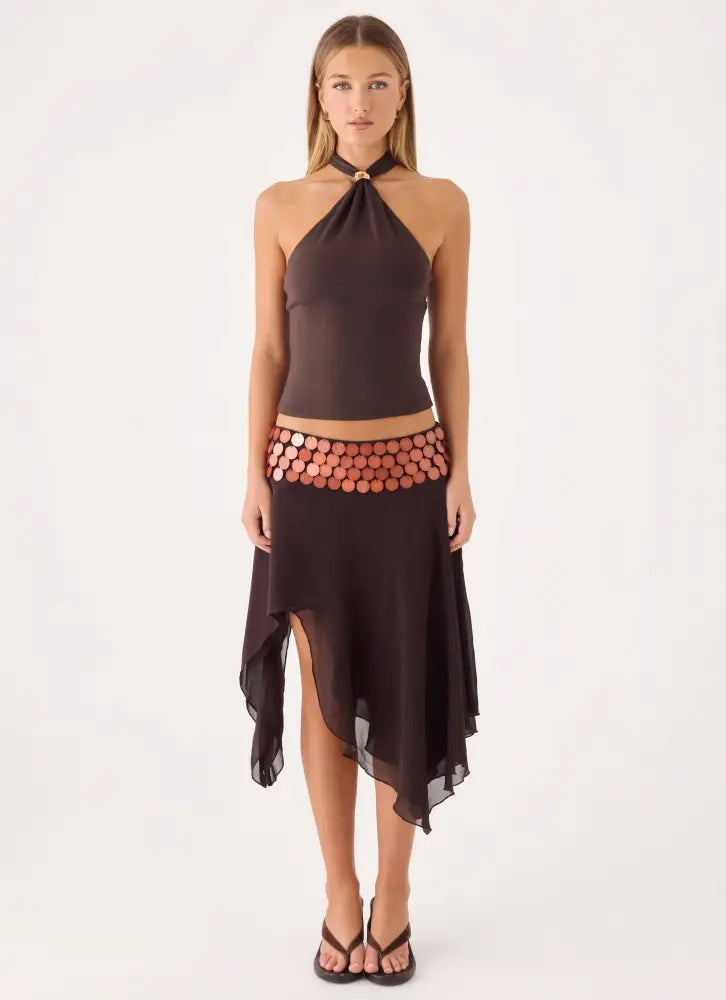 Amelina Halter Top - Chocolate - Halter Tops