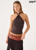Amelina Halter Top - Chocolate - Halter Tops