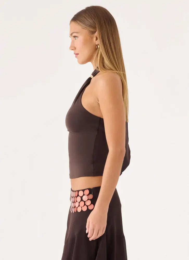 Amelina Halter Top - Chocolate - Halter Tops