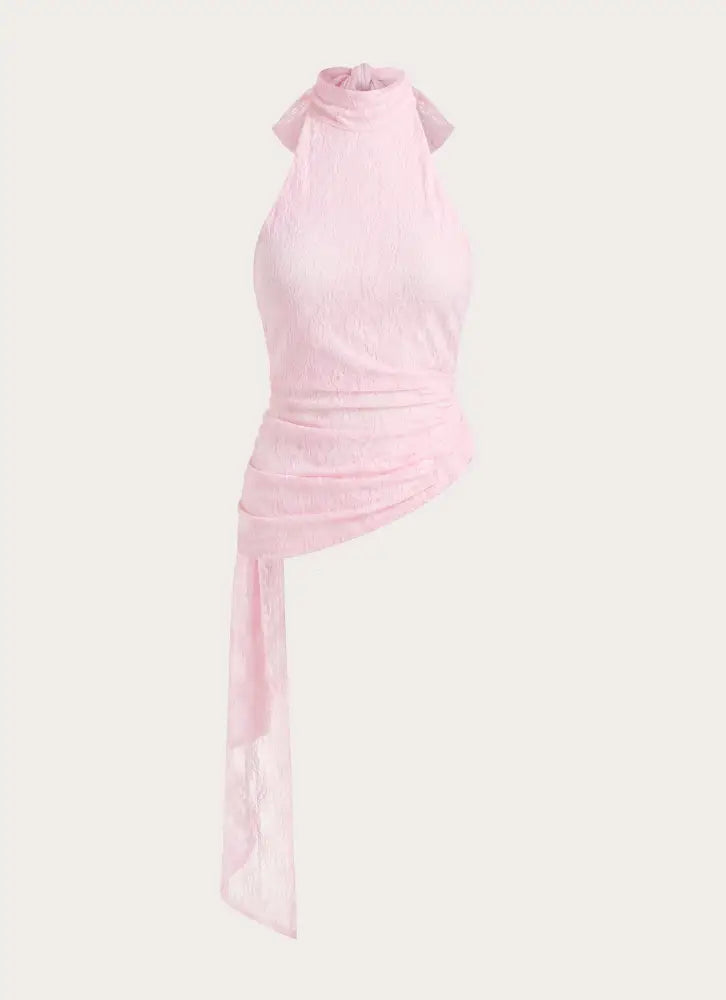 Angel Wings Lace Top - Pink - Halter Tops