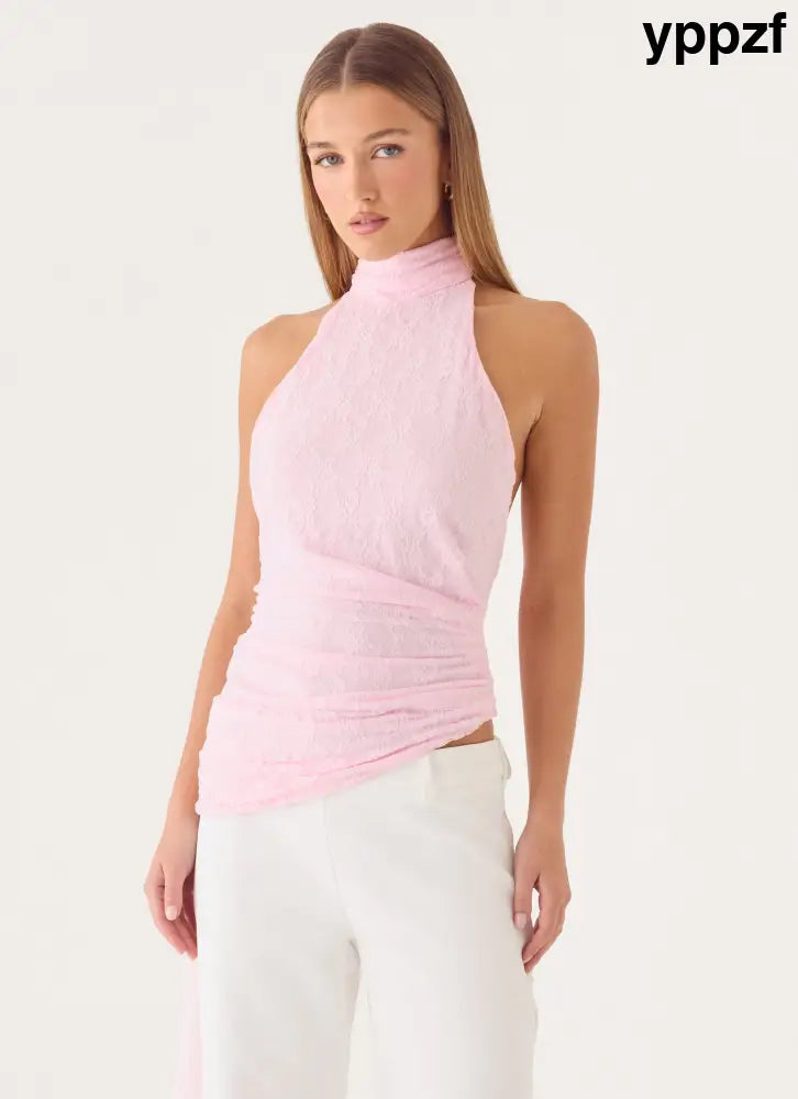 Angel Wings Lace Top - Pink - Halter Tops