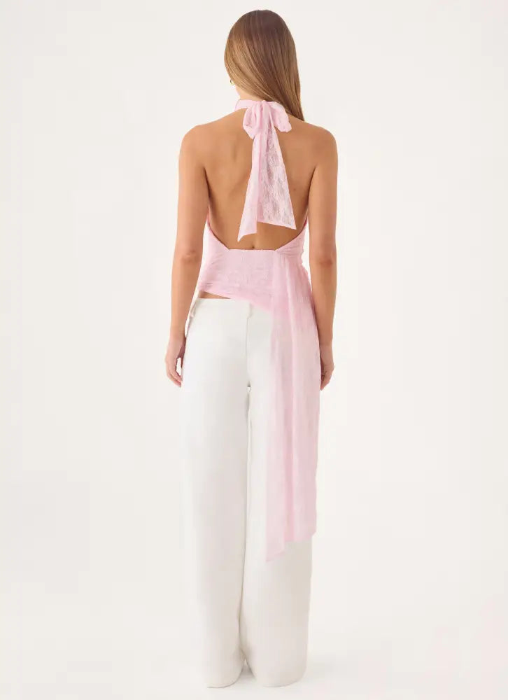 Angel Wings Lace Top - Pink - Halter Tops