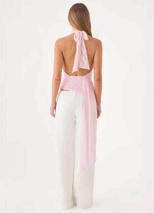 Angel Wings Lace Top - Pink - Halter Tops