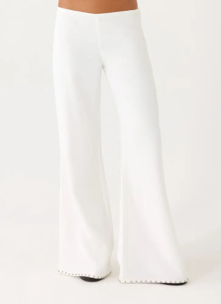 Ashika Studded Pants - White - Pants + Leggings
