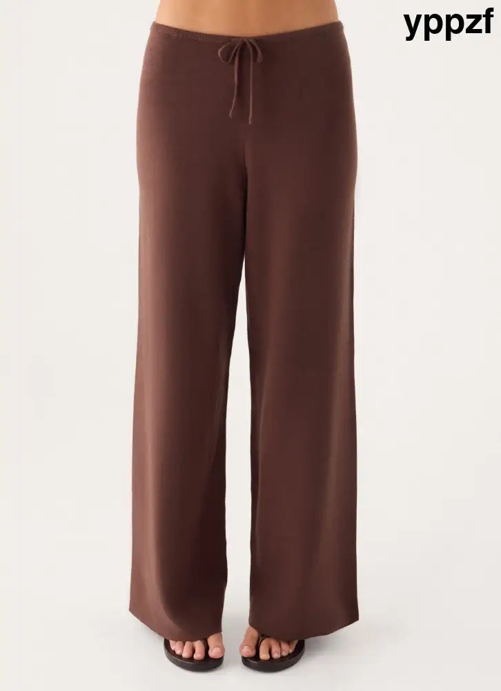 Aviara Knit Low Rise Pant - Chocolate - Pants