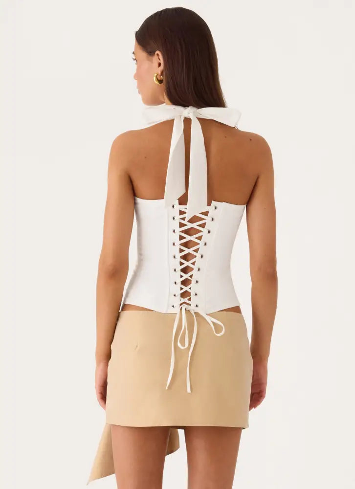 Belza Halter Corset Top - White - Tops