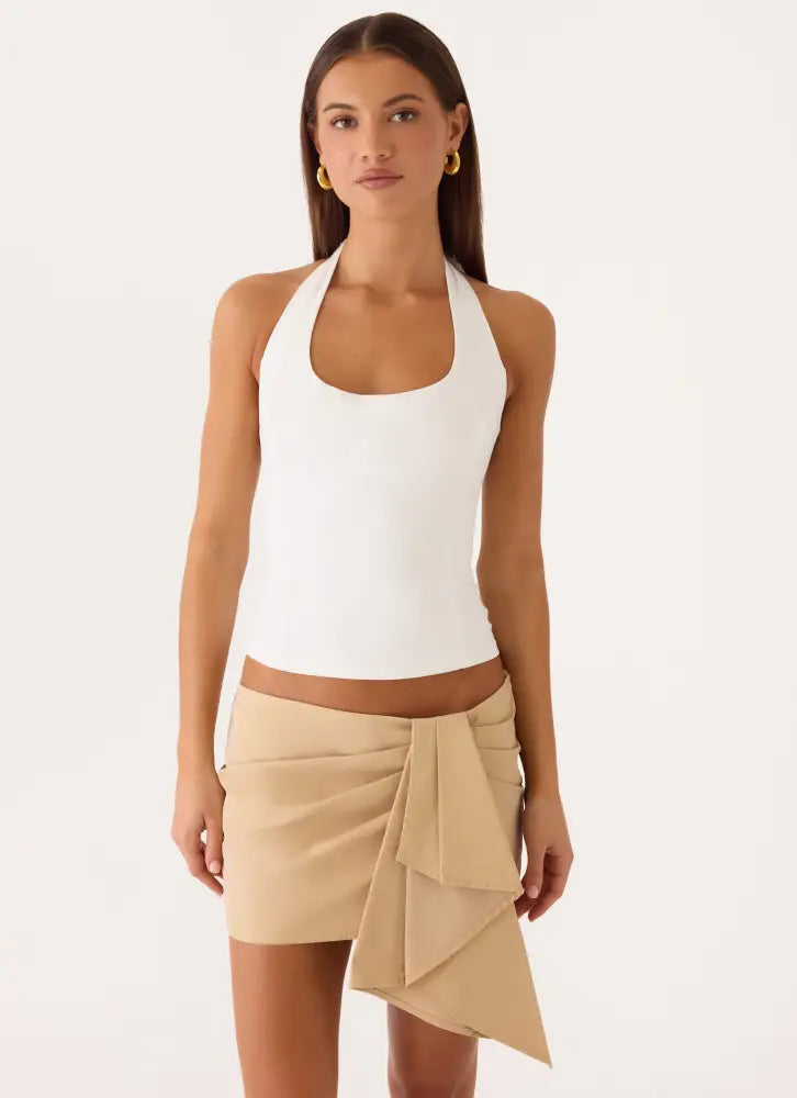 Belza Halter Corset Top - White - Tops