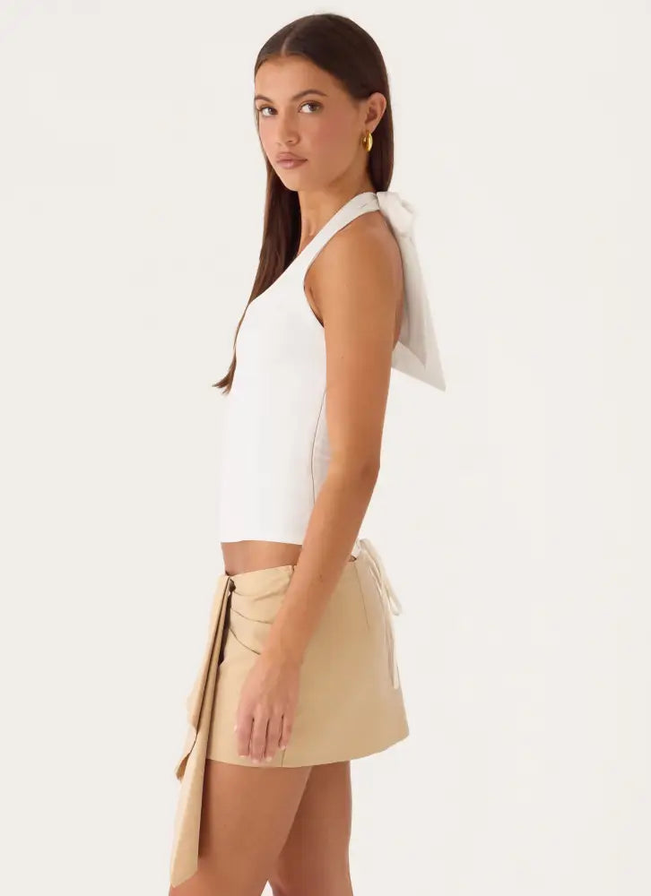 Belza Halter Corset Top - White - Tops