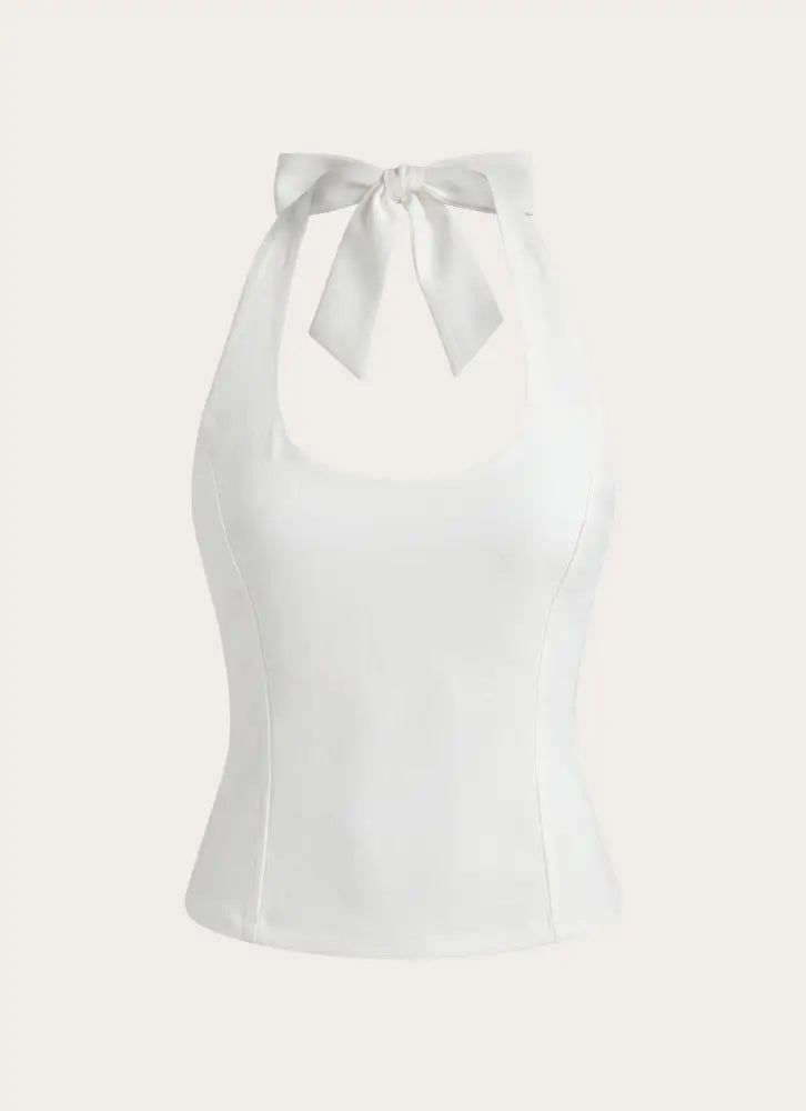 Belza Halter Corset Top - White - Tops