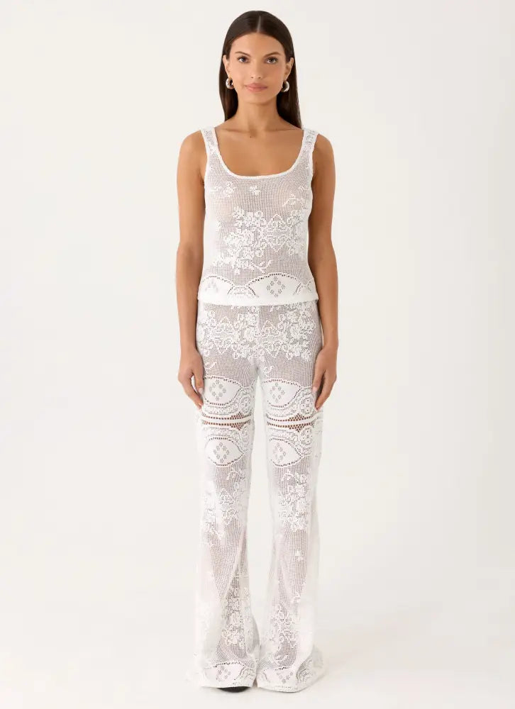 Bosten Low Rise Pants - White - Pants + Leggings