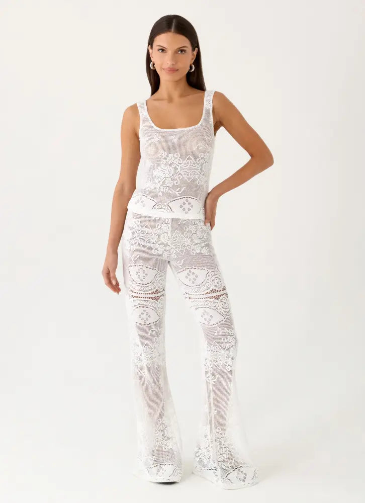 Bosten Low Rise Pants - White - Pants + Leggings