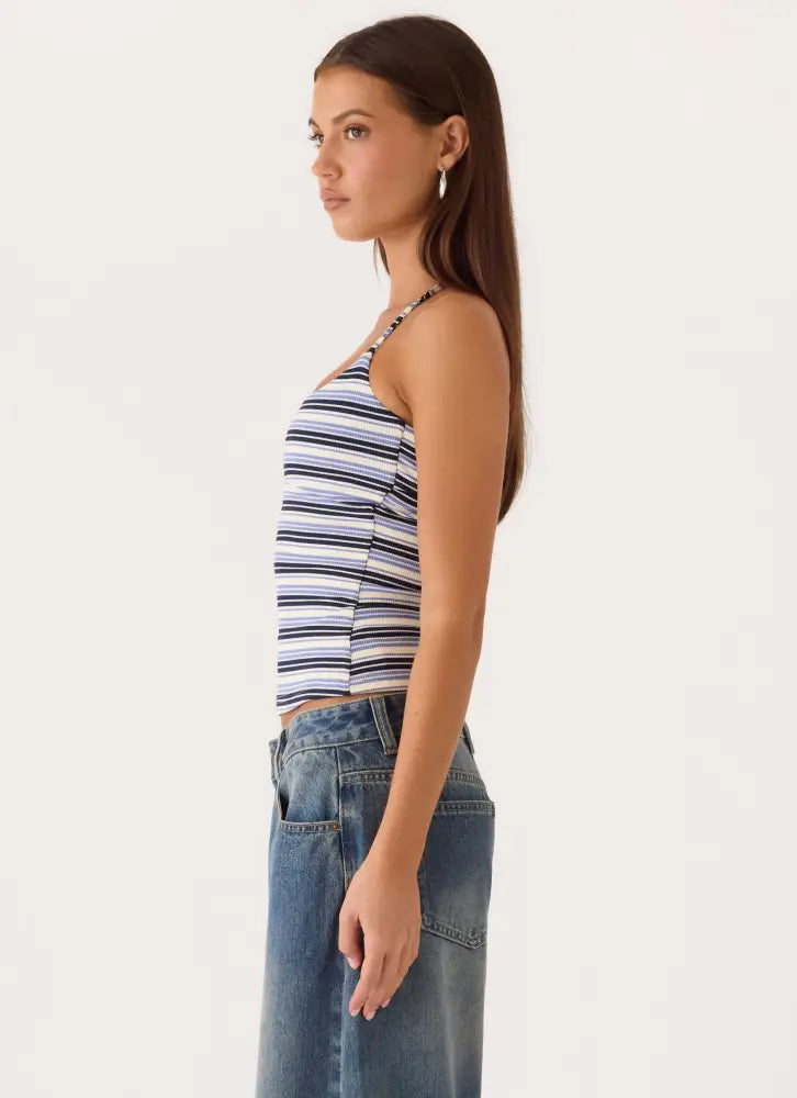 Chauncey Halter Top - Blue Stripe - Halter Tops