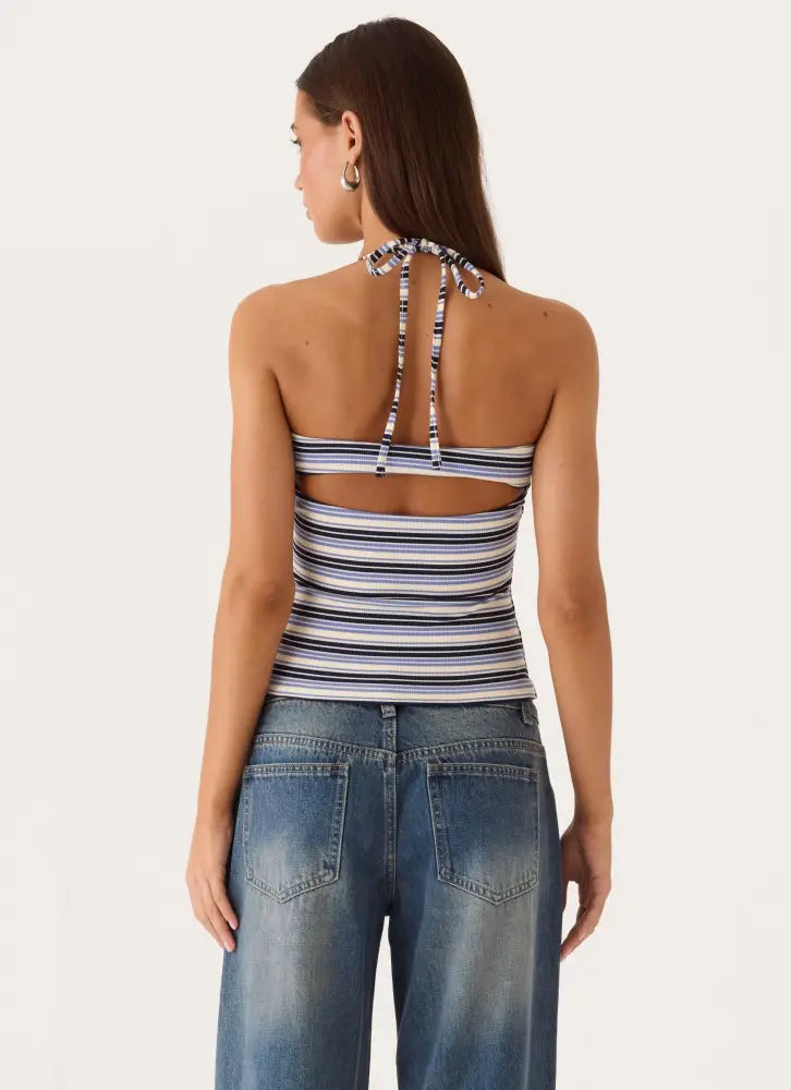 Chauncey Halter Top - Blue Stripe - Halter Tops