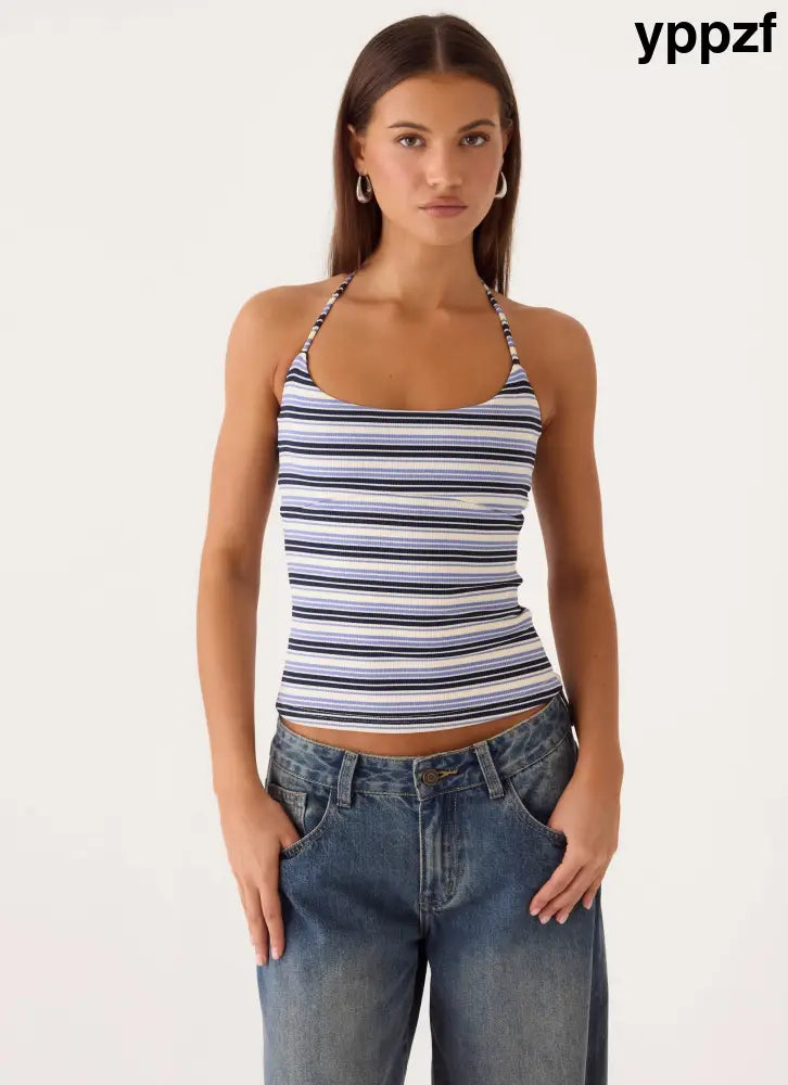 Chauncey Halter Top - Blue Stripe - Halter Tops