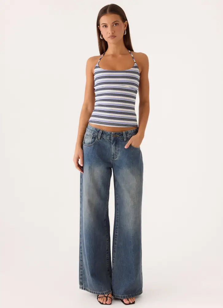 Chauncey Halter Top - Blue Stripe - Halter Tops