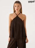 Danni Halter Top - Chocolate - Halter Tops