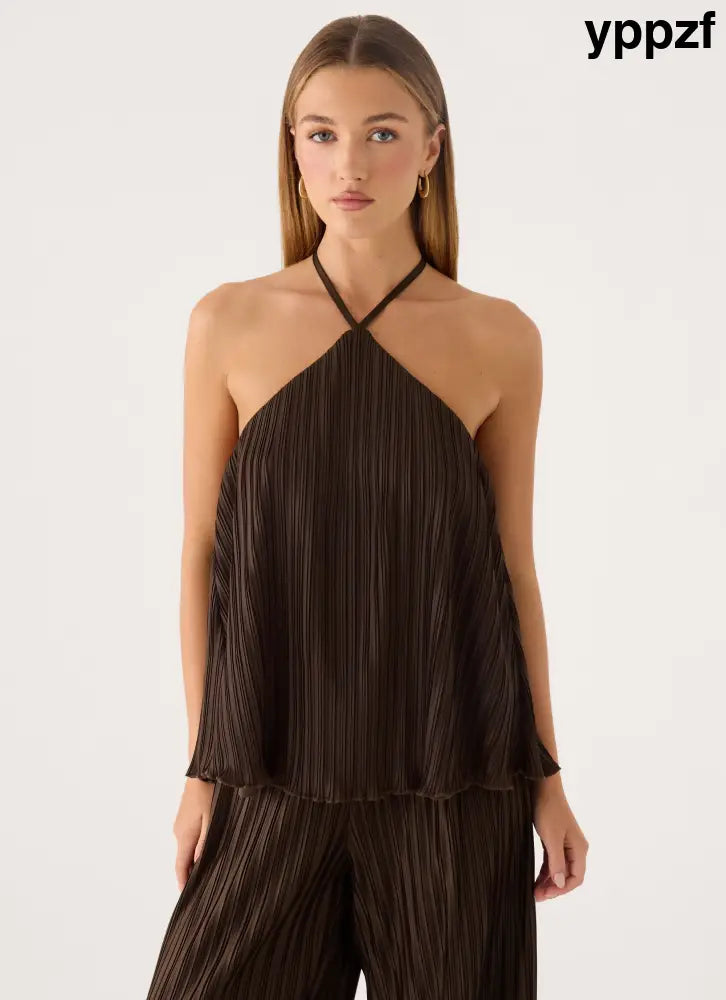 Danni Halter Top - Chocolate - Halter Tops
