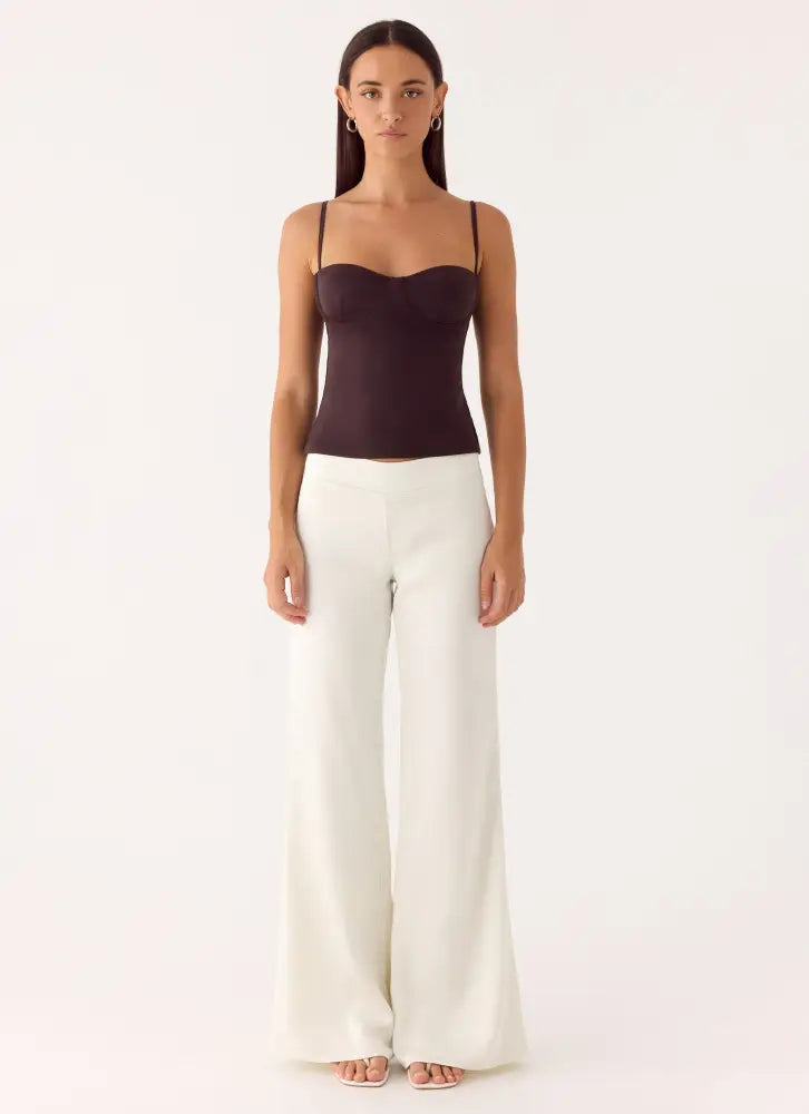 Elmah Low Rise Pants - White - Pants + Leggings
