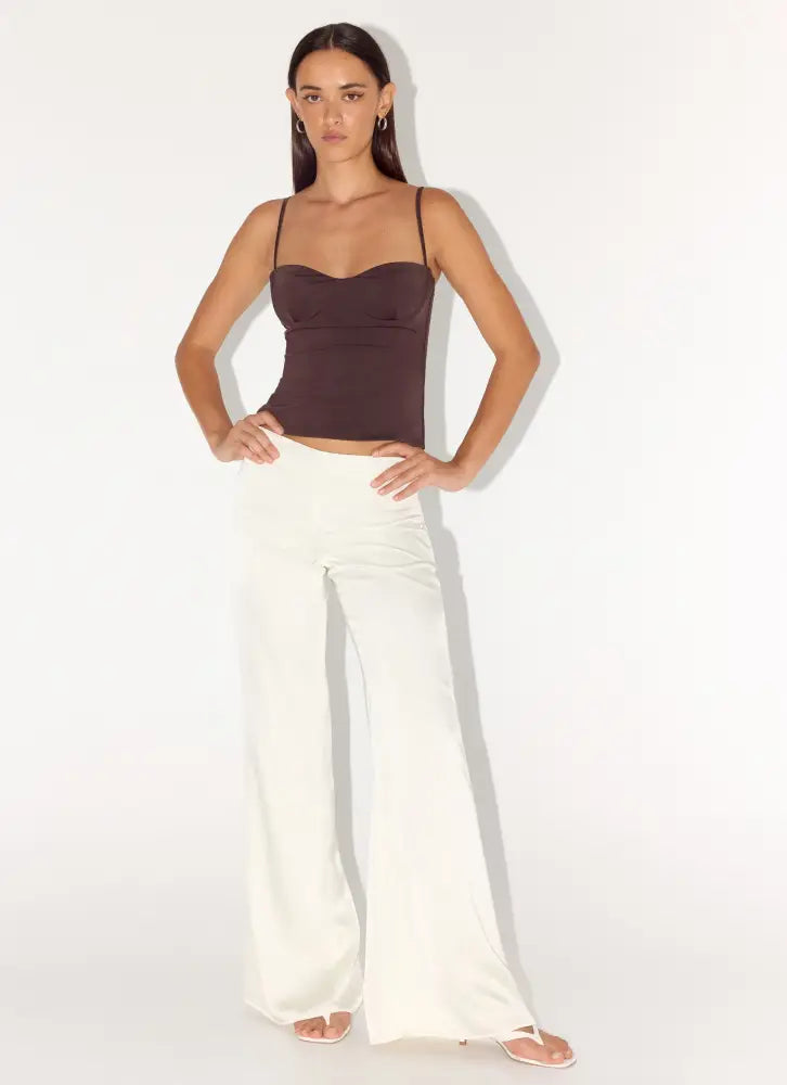 Elmah Low Rise Pants - White - Pants + Leggings