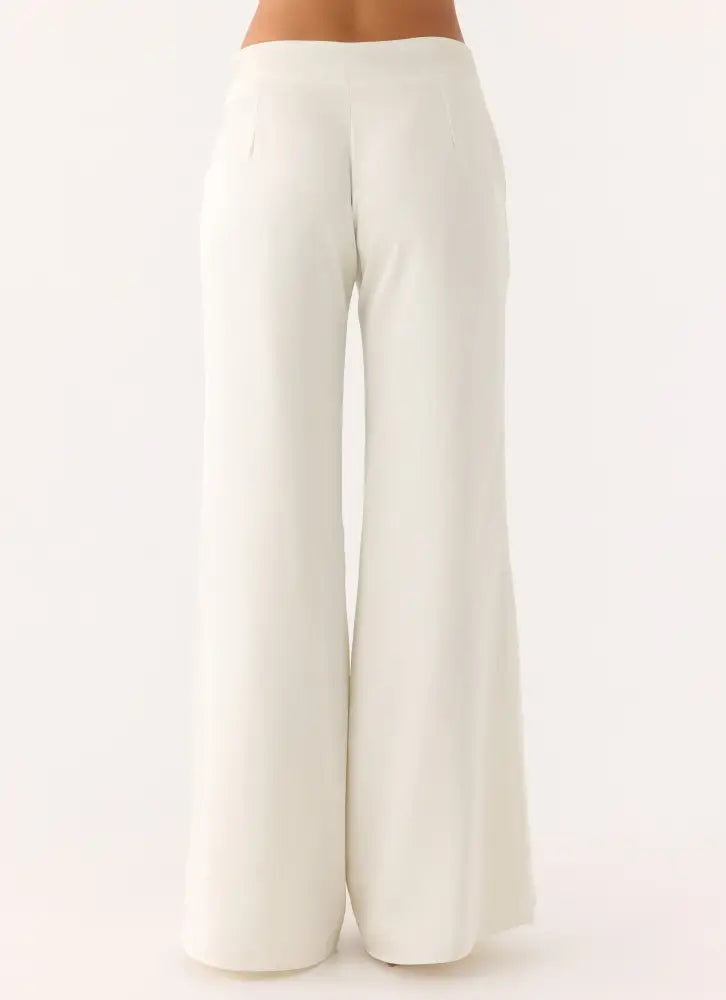 Elmah Low Rise Pants - White - Pants + Leggings