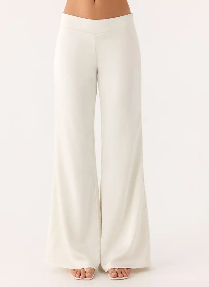 Elmah Low Rise Pants - White - Pants + Leggings