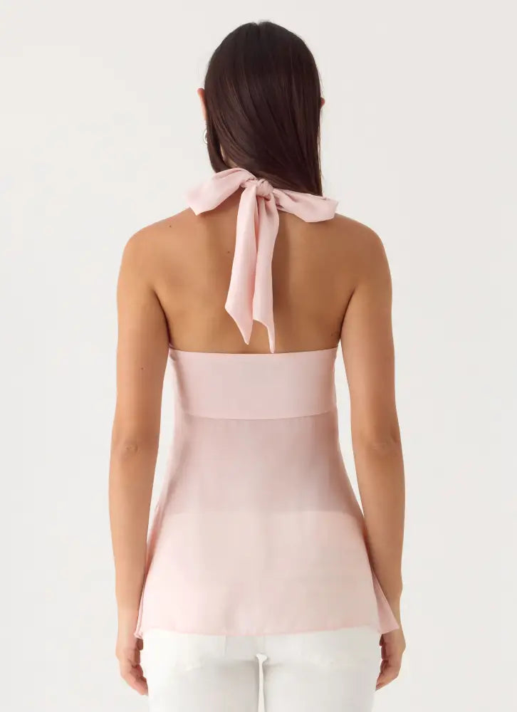Flip It Embellished Top - Baby Pink - Halter Tops