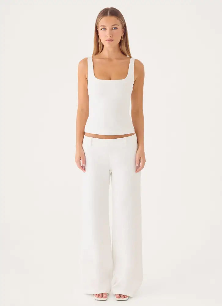 Hot As Ice Low Rise Pants - White - Pants + Leggings
