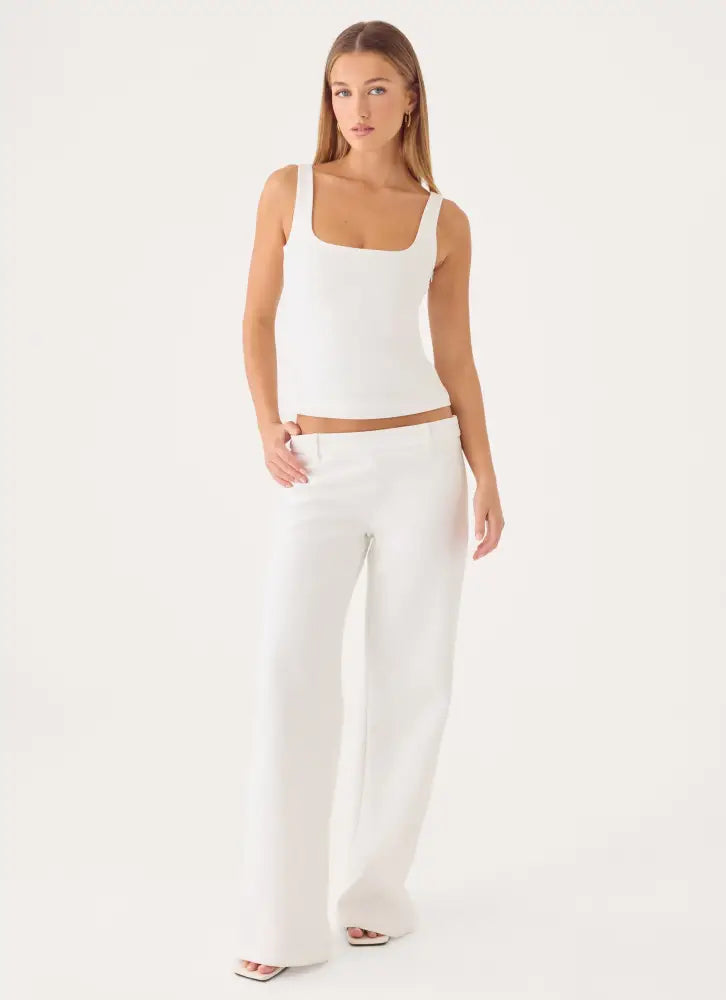 Hot As Ice Low Rise Pants - White - Pants + Leggings