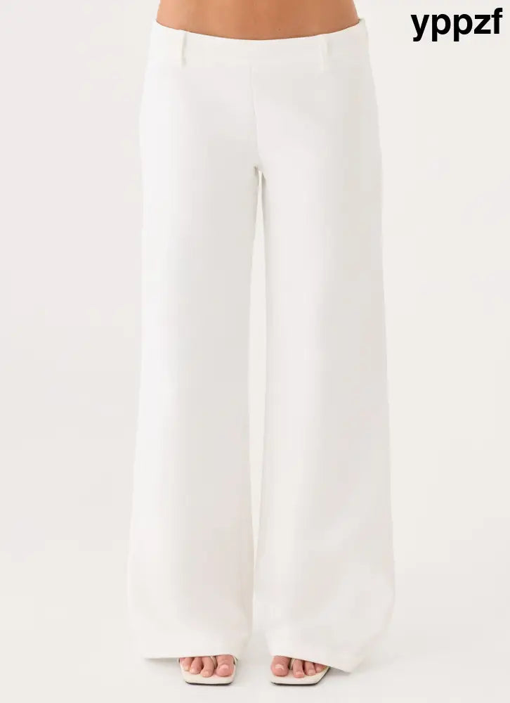 Hot As Ice Low Rise Pants - White - Pants + Leggings