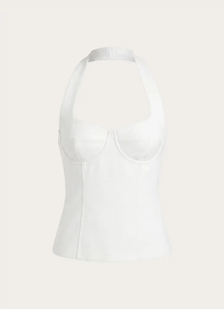 Indira Bustier Halter Top - White - Bustier Tops