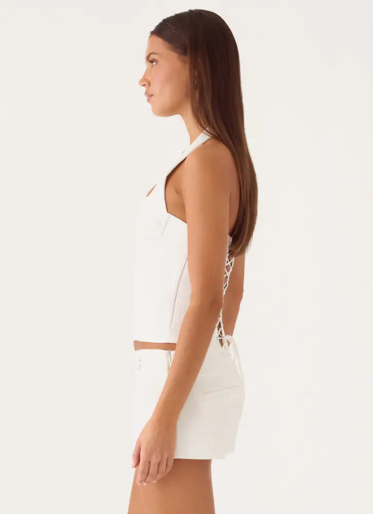 Indira Bustier Halter Top - White - Bustier Tops