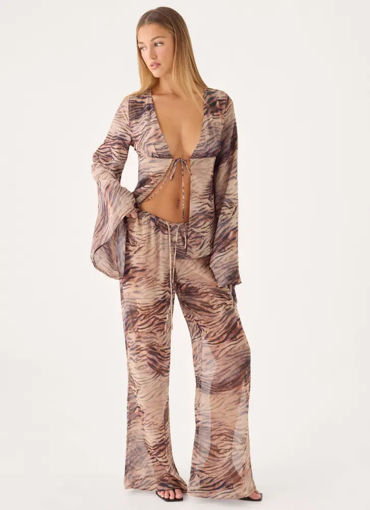 Jadia Flared Pants - Golden Tiger - Pants + Leggings