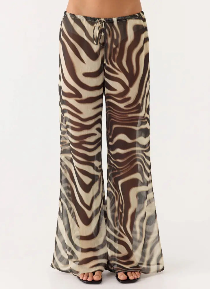 Jadia Flared Pants - Zebra - Pants + Leggings