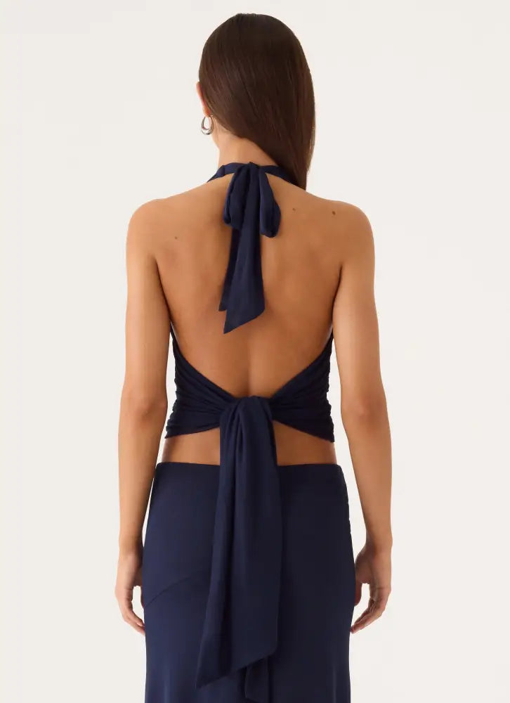 Kerrie Halter Top - Dark Navy - Halter Tops