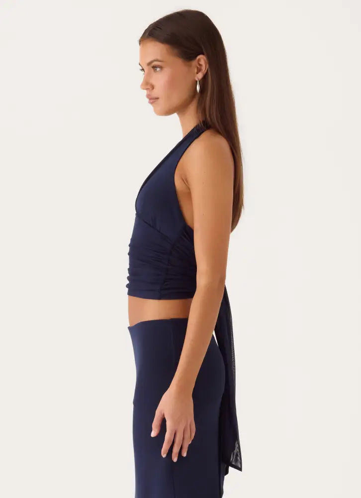 Kerrie Halter Top - Dark Navy - Halter Tops