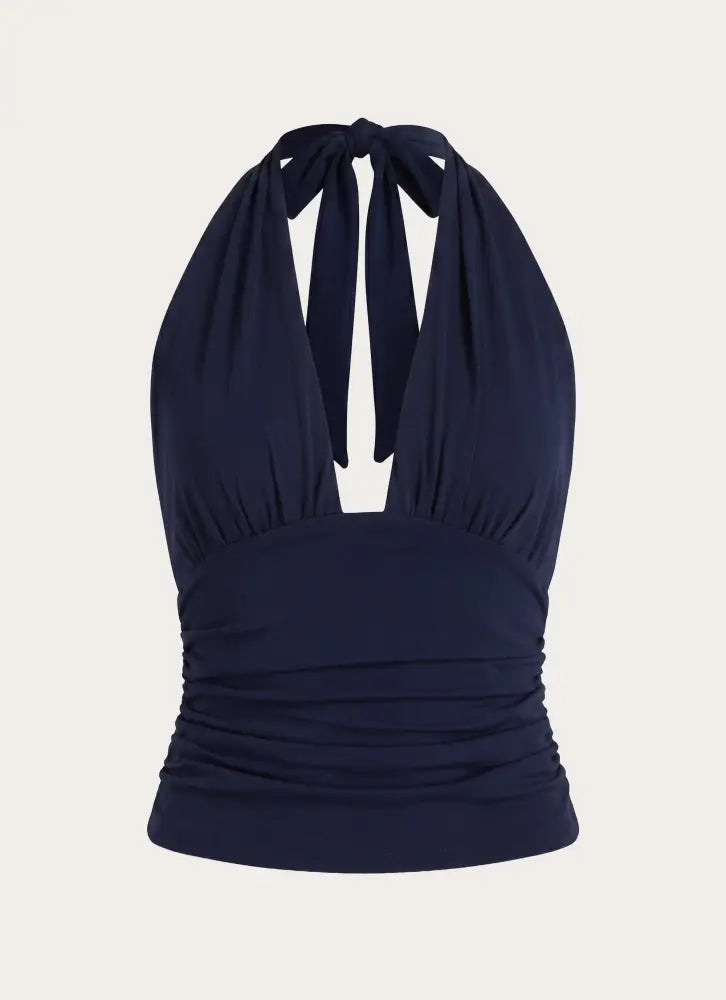Kerrie Halter Top - Dark Navy - Halter Tops