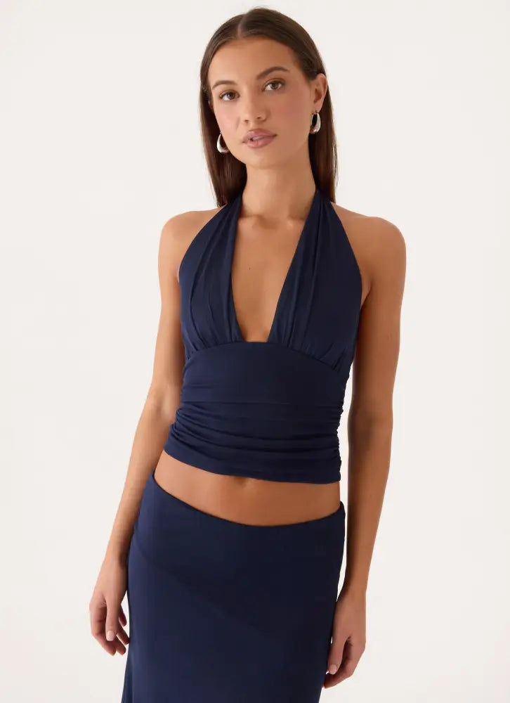 Kerrie Halter Top - Dark Navy - Halter Tops