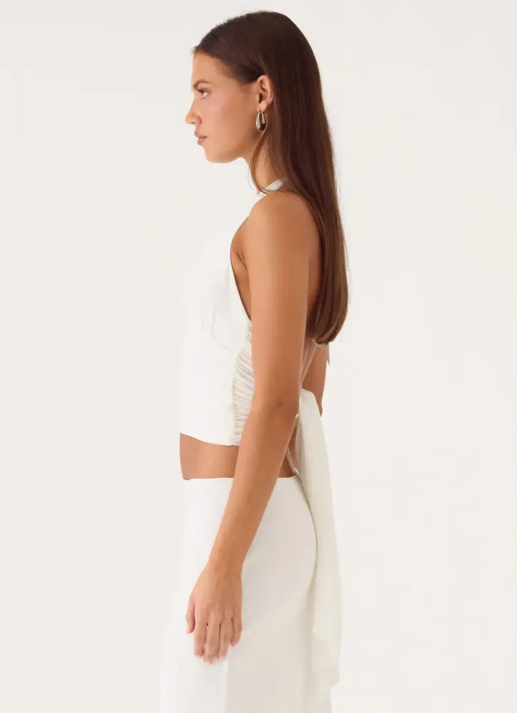 Kerrie Halter Top - White - Halter Tops