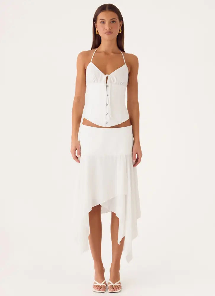 Madi Corset Top - White - Tops