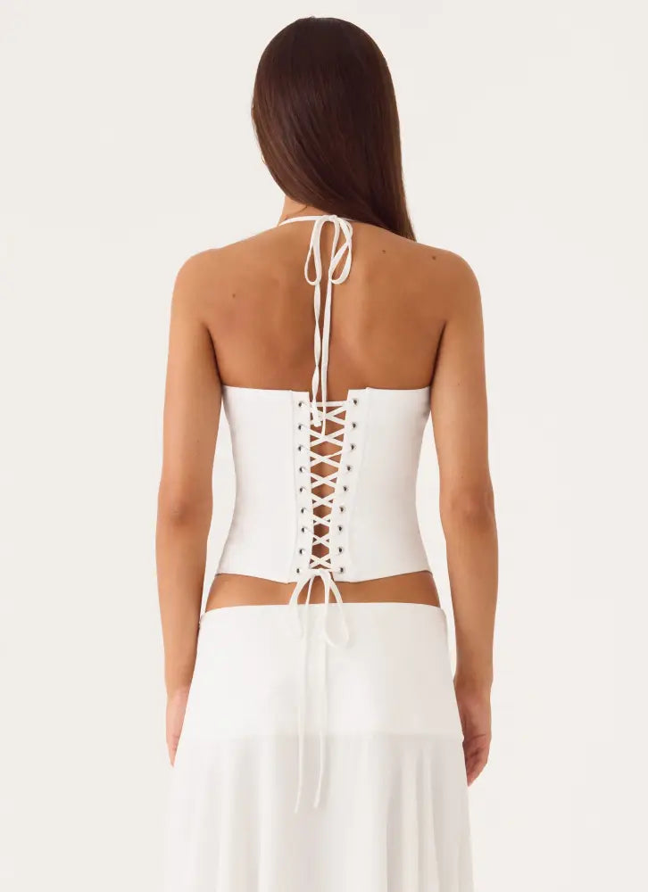 Madi Corset Top - White - Tops