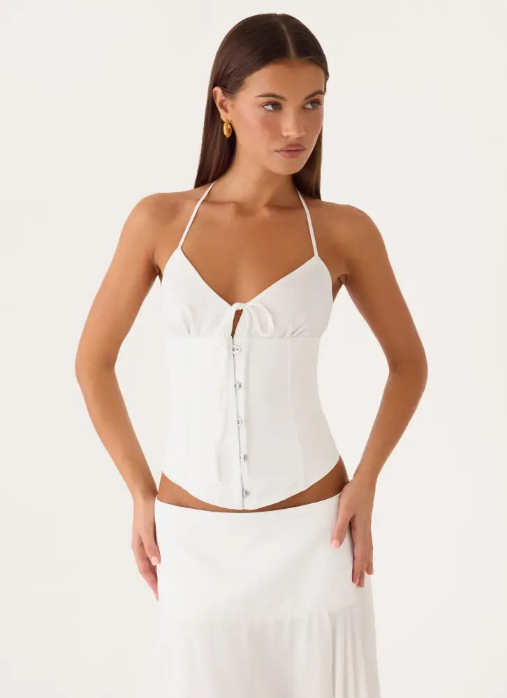 Madi Corset Top - White - Tops