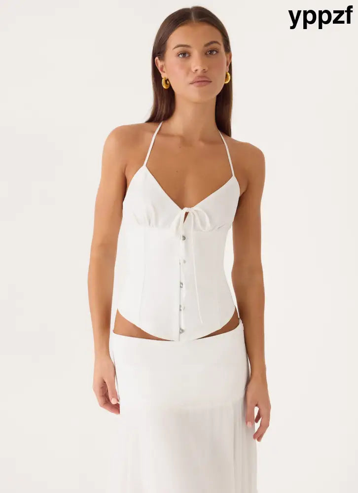 Madi Corset Top - White - Tops
