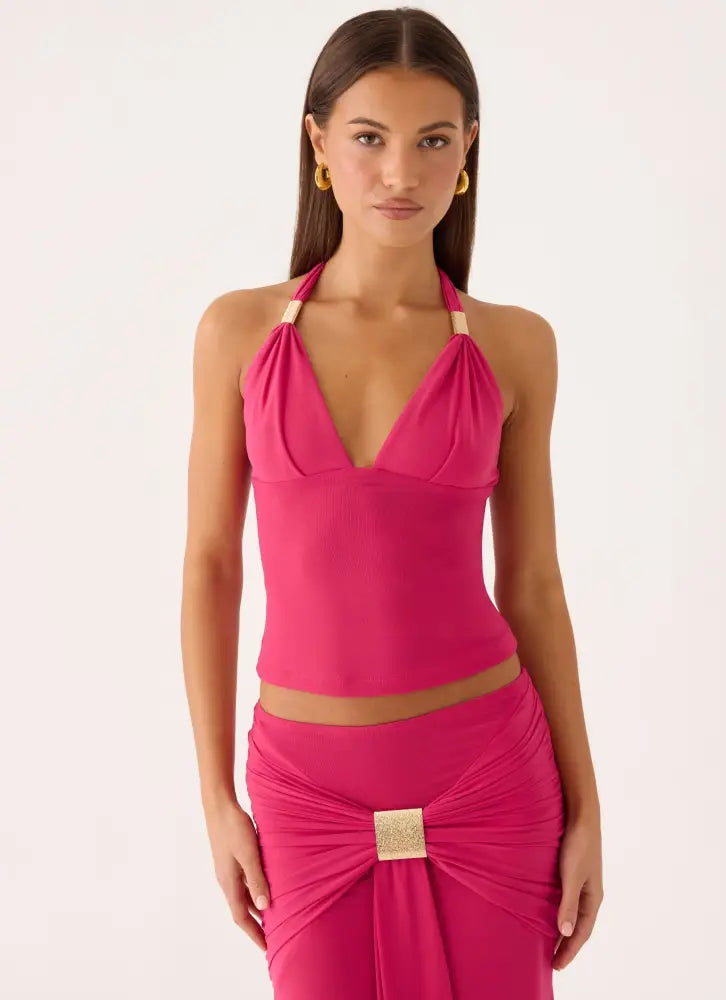 Miyah Top - Berry - Halter Tops