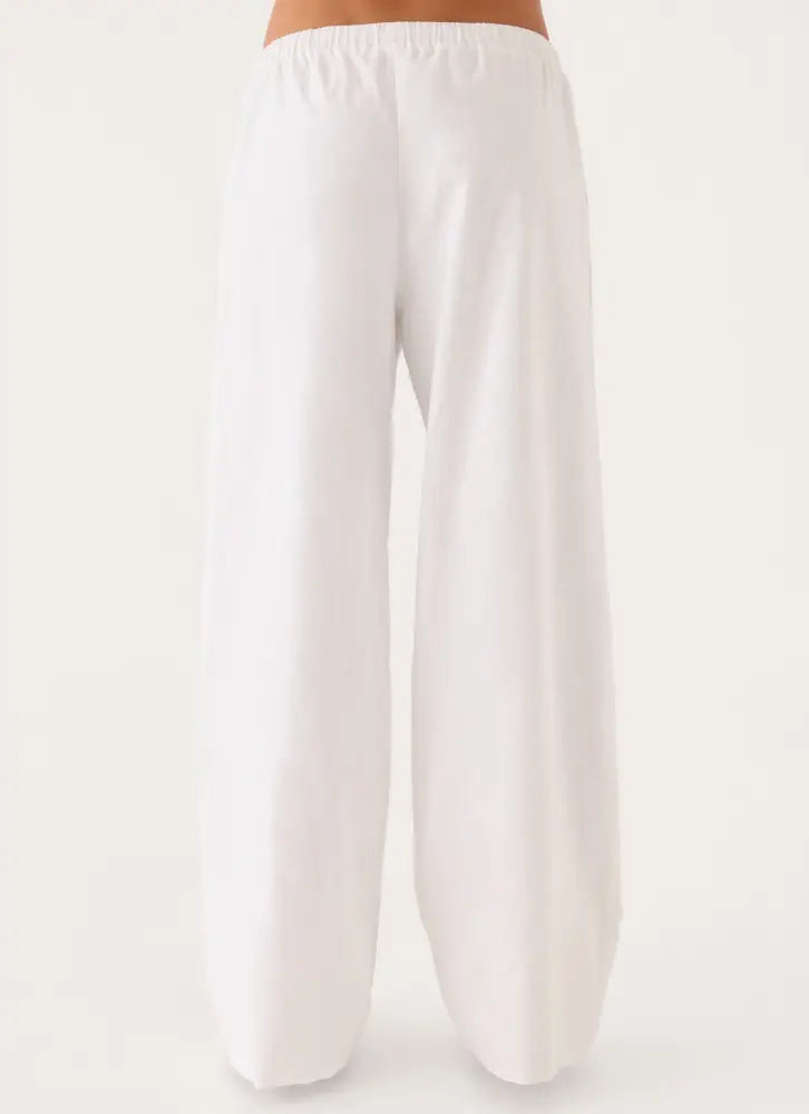 Norene Linen Wide Leg Pant - White - Pants