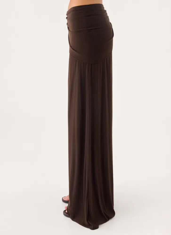 Riyan Waist Scarf Pant - Chocolate - Pants + Leggings