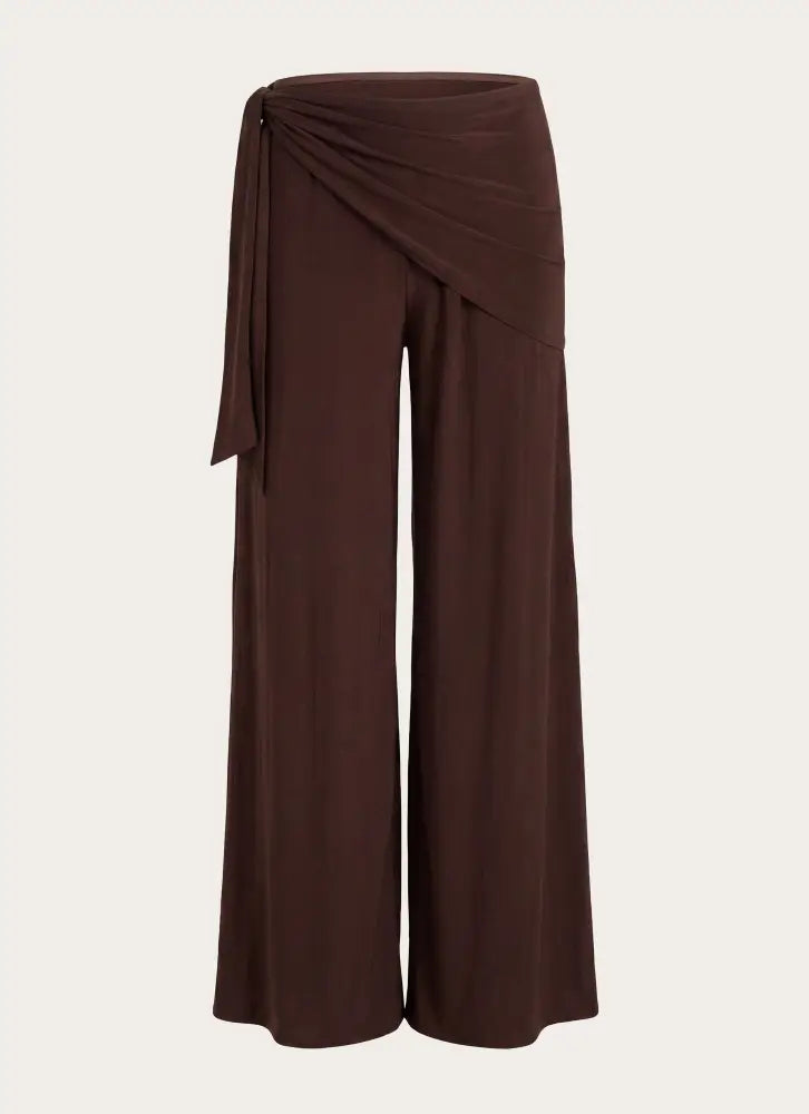 Riyan Waist Scarf Pant - Chocolate - Pants + Leggings