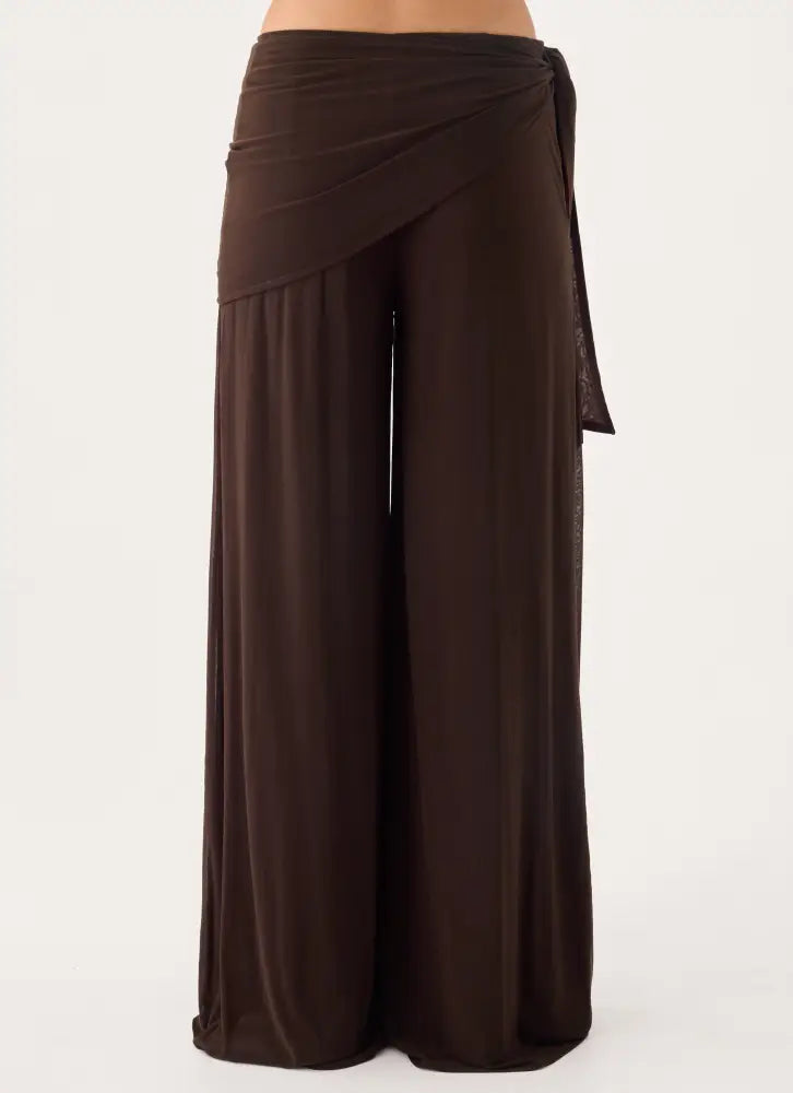 Riyan Waist Scarf Pant - Chocolate - Pants + Leggings