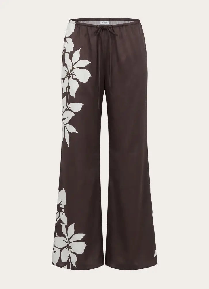 Sorena Low Rise Flared Pants - Chocolate Tropic Floral - Pants