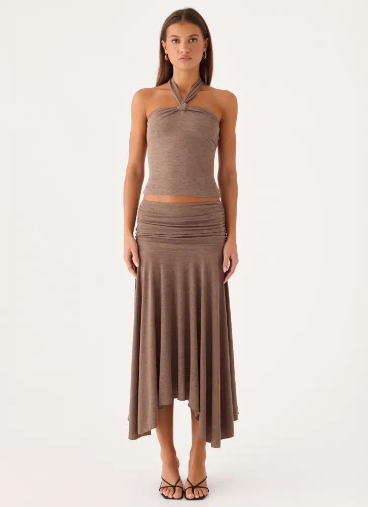Zayde Top - Taupe - Halter Tops