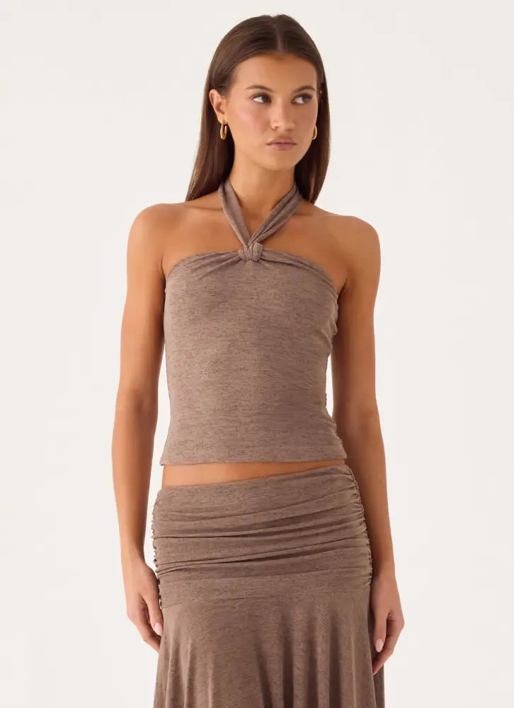 Zayde Top - Taupe - Halter Tops